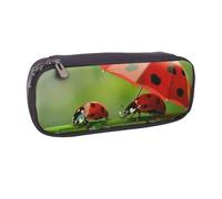 BNVSADC Funny Ladybug Printed Leather Pencil Pen Case & Makeup Bag - Stylish Pencil Bag Stationery Organizer Pouch for School Office Travel