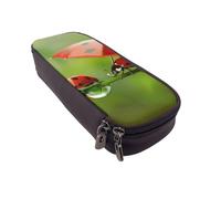 BNVSADC Funny Ladybug Printed PU Leather Flip Pencil Case, Cute Pencil Box Pen Bag Stationery Organizer Makeup Bag for School Office Travel