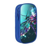 BNVSADC Galaxy Animal Dragonfly Printed Pencil Case for Girls Boys, Large Capacity Pencil Pouch Cute Pencil Box Adult Makeup Bag with 2 Compartments, Blue