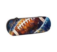 BNVSADC Galaxy Space American Football Printed Leather Pencil Pen Case & Makeup Bag - Stylish Hard Shell Pencil Bag Stationery Organizer Pouch for School Office Travel