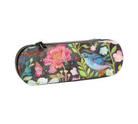BNVSADC Garden with Bird and Flower Printed Leather Pencil Pen Case & Makeup Bag - Stylish Hard Shell Pencil Bag Stationery Organizer Pouch for School Office Travel