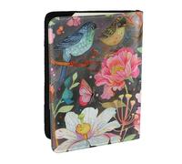 BNVSADC Garden with Bird and Flower Printed Passport Holder Travel PU Leather Passport Cover Case Organiser for Men Women, 6.5 inch