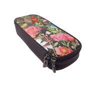BNVSADC Garden with Bird and Flower Printed PU Leather Flip Pencil Case, Cute Pencil Box Pen Bag Stationery Organizer Makeup Bag for School Office Travel