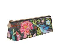BNVSADC Garden with Bird and Flower Printed Triangle Pencil Case Leather Pencil Pouch Cute Stationery Pencil Pen Bag for School Office Travel