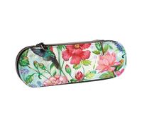 BNVSADC Garden with Bird and Flowers Printed Leather Pencil Pen Case & Makeup Bag - Stylish Hard Shell Pencil Bag Stationery Organizer Pouch for School Office Travel