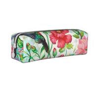 BNVSADC Garden with Bird and Flowers Printed Pencil Case Leather Pencil Pouch Cute Stationery Pencil Pen Bag with Zipper for School Office Travel