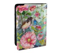 BNVSADC Garden with Birds and Flower Printed Passport Holder Travel PU Leather Passport Cover Case Organiser for Men Women, 6.5 inch