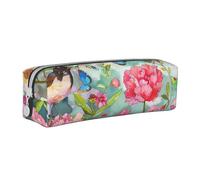 BNVSADC Garden with Birds and Flower Printed Pencil Case Leather Pencil Pouch Cute Stationery Pencil Pen Bag with Zipper for School Office Travel