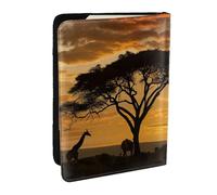 BNVSADC Giraffe and Trees at Dusk in Africa Printed Passport Holder Travel PU Leather Passport Cover Case Organiser for Men Women, 6.5 inch