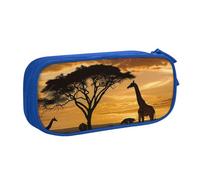 BNVSADC Giraffe and Trees at Dusk in Africa Printed Pencil Case Large Pen Bag Cute Pencil Box Pouch Office School Stationery Organizer for Girls Boys, Blue