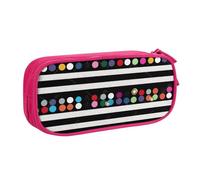 BNVSADC Glitter Rainbow Polka Dot Stripe Black and White 2 Printed Pencil Case Large Pen Bag Cute Pencil Box Pouch Office School Stationery Organizer for Girls Boys, Pink
