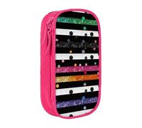 BNVSADC Glitter Rainbow Polka Dot Stripe Black and White 3 Printed Pencil Case for Girls Boys, Large Capacity Pencil Pouch Cute Pencil Box Adult Makeup Bag with 2 Compartments, Pink