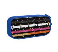 BNVSADC Glitter Rainbow Polka Dot Stripe Black and White 3 Printed Pencil Case Large Pen Bag Cute Pencil Box Pouch Office School Stationery Organizer for Girls Boys, Blue