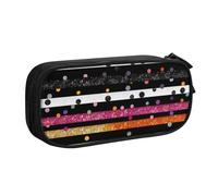 BNVSADC Glitter Rainbow Polka Dot Stripe Black and White 3 Printed Pencil Case Large Pen Bag Cute Pencil Box Pouch Office School Stationery Organizer for Girls Boys, Black