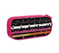 BNVSADC Glitter Rainbow Polka Dot Stripe Black and White 3 Printed Pencil Case Large Pen Bag Cute Pencil Box Pouch Office School Stationery Organizer for Girls Boys, Pink