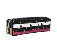 BNVSADC Glitter Rainbow Polka Dot Stripe Black and White 3 Printed Pencil Case Leather Pencil Pouch Cute Stationery Pencil Pen Bag with Zipper for School Office Travel