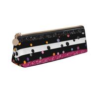 BNVSADC Glitter Rainbow Polka Dot Stripe Black and White 3 Printed Triangle Pencil Case Leather Pencil Pouch Cute Stationery Pencil Pen Bag for School Office Travel