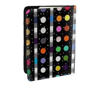 BNVSADC Glitter Rainbow Polka Dot Stripe Black and White 4 Printed Passport Holder Travel PU Leather Passport Cover Case Organiser for Men Women, 6.5 inch