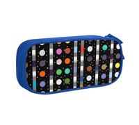 BNVSADC Glitter Rainbow Polka Dot Stripe Black and White 4 Printed Pencil Case Large Pen Bag Cute Pencil Box Pouch Office School Stationery Organizer for Girls Boys, Blue