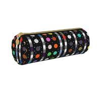 BNVSADC Glitter Rainbow Polka Dot Stripe Black and White 4 Printed Round Pencil Case Leather Pencil Pouch Cute Stationery Pencil Pen Bag for School Office Travel
