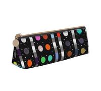 BNVSADC Glitter Rainbow Polka Dot Stripe Black and White 4 Printed Triangle Pencil Case Leather Pencil Pouch Cute Stationery Pencil Pen Bag for School Office Travel
