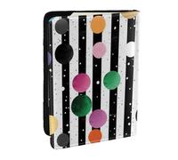 BNVSADC Glitter Rainbow Polka Dot Stripe Black and White Printed Passport Holder Travel PU Leather Passport Cover Case Organiser for Men Women, 6.5 inch