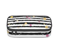 BNVSADC Glitter Rainbow Polka Dot Stripe Black and White Printed Pencil Case Cute Pencil Box Bag Pen Pouch Office School Stationery Organizer for School Travel Work