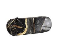 BNVSADC Gold and Black Marble Texture Printed Leather Pencil Pen Case & Makeup Bag - Stylish Hard Shell Pencil Bag Stationery Organizer Pouch for School Office Travel