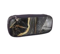 BNVSADC Gold and Black Marble Texture Printed Leather Pencil Pen Case & Makeup Bag - Stylish Pencil Bag Stationery Organizer Pouch for School Office Travel