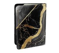 BNVSADC Gold and Black Marble Texture Printed Passport Holder Travel PU Leather Passport Cover Case Organiser for Men Women, 6.5 inch
