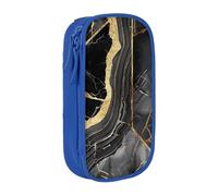 BNVSADC Gold and Black Marble Texture Printed Pencil Case for Girls Boys, Large Capacity Pencil Pouch Cute Pencil Box Adult Makeup Bag with 2 Compartments, Blue