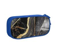 BNVSADC Gold and Black Marble Texture Printed Pencil Case Large Pen Bag Cute Pencil Box Pouch Office School Stationery Organizer for Girls Boys, Blue