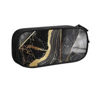 BNVSADC Gold and Black Marble Texture Printed Pencil Case Large Pen Bag Cute Pencil Box Pouch Office School Stationery Organizer for Girls Boys, Black