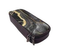 BNVSADC Gold and Black Marble Texture Printed PU Leather Flip Pencil Case, Cute Pencil Box Pen Bag Stationery Organizer Makeup Bag for School Office Travel