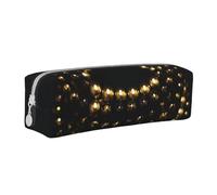 BNVSADC Gold Black Printed Pencil Case Leather Pencil Pouch Cute Stationery Pencil Pen Bag with Zipper for School Office Travel