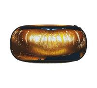 BNVSADC Gold Lips Printed Pencil Case Cute Pencil Bag Pen Pouch Large Stationery Organizer Makeup Bag for Teen Boys Girls School Students Office