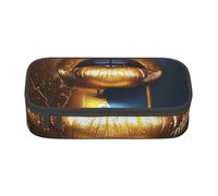 BNVSADC Gold Lips Printed Pencil Case Cute Pencil Box Bag Pen Pouch Office School Stationery Organizer for School Travel Work