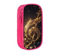 BNVSADC Gold Musical Note with Fallen Shiny Star Printed Pencil Case for Girls Boys, Large Capacity Pencil Pouch Cute Pencil Box Adult Makeup Bag with 2 Compartments, Pink