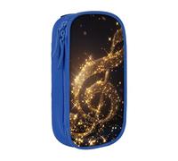 BNVSADC Gold Musical Note with Fallen Shiny Star Printed Pencil Case for Girls Boys, Large Capacity Pencil Pouch Cute Pencil Box Adult Makeup Bag with 2 Compartments, Blue