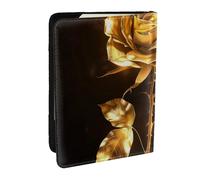 BNVSADC Gold Rose Printed Passport Holder Travel PU Leather Passport Cover Case Organiser for Men Women, 6.5 inch