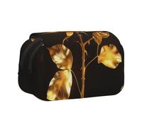 BNVSADC Gold Rose Printed Print Flip Top Double Layer Pencil Case - Large Capacity School Supplies Organizer for Students, Kids, Teens, Artists, Travel & Office Use