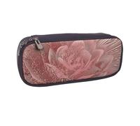 BNVSADC Gold Stripe Rose Printed Leather Pencil Pen Case & Makeup Bag - Stylish Pencil Bag Stationery Organizer Pouch for School Office Travel
