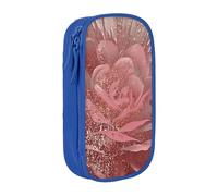 BNVSADC Gold Stripe Rose Printed Pencil Case for Girls Boys, Large Capacity Pencil Pouch Cute Pencil Box Adult Makeup Bag with 2 Compartments, Blue