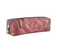 BNVSADC Gold Stripe Rose Printed Pencil Case Leather Pencil Pouch Cute Stationery Pencil Pen Bag with Zipper for School Office Travel