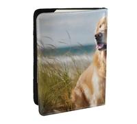 BNVSADC Golden Retriever on The Beach Printed Passport Holder Travel PU Leather Passport Cover Case Organiser for Men Women, 6.5 inch