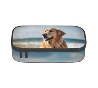 BNVSADC Golden Retriever on The Beach Printed Pencil Case Cute Pencil Box Bag Pen Pouch Office School Stationery Organizer for School Travel Work
