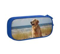 BNVSADC Golden Retriever Printed Pencil Case Large Pen Bag Cute Pencil Box Pouch Office School Stationery Organizer for Girls Boys, Blue