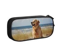 BNVSADC Golden Retriever Printed Pencil Case Large Pen Bag Cute Pencil Box Pouch Office School Stationery Organizer for Girls Boys, Black