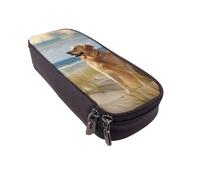 BNVSADC Golden Retriever Printed PU Leather Flip Pencil Case, Cute Pencil Box Pen Bag Stationery Organizer Makeup Bag for School Office Travel
