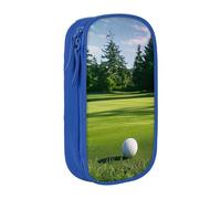 BNVSADC Golf Course Lawn Printed Pencil Case for Girls Boys, Large Capacity Pencil Pouch Cute Pencil Box Adult Makeup Bag with 2 Compartments, Blue